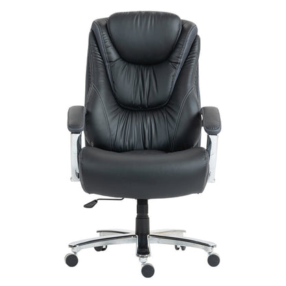 Set of Two Black and Silver Adjustable Height Swivel Rolling Executive Office Chair