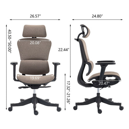 Set of Two Brown and Black Adjustable Height Swivel Rolling Office Chair