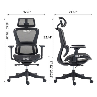 Set of Two Black Adjustable Height Swivel Rolling Office Chair