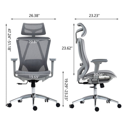 Gray and Silver Adjustable Height Swivel Rolling Office Chair
