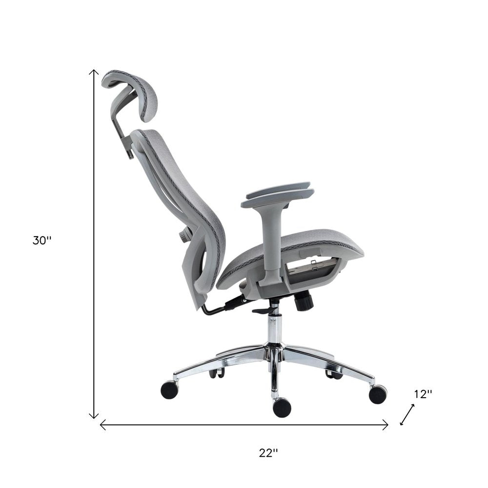 Gray and Silver Adjustable Height Swivel Rolling Office Chair