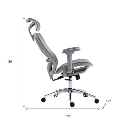 Gray and Silver Adjustable Height Swivel Rolling Office Chair