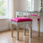 14" Pink and Silver Velvet Faux Crystal and Mirrored Glass Vanity Chair