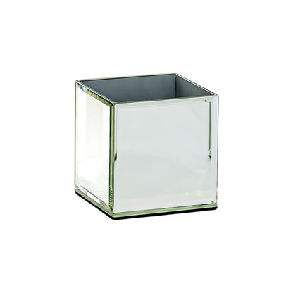 Set of Six Silver Mirrored Glass Square Table Vases
