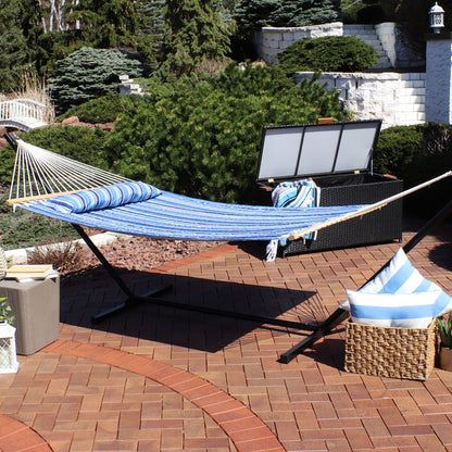 Light Blue And Dark Blue Striped Double Hammock