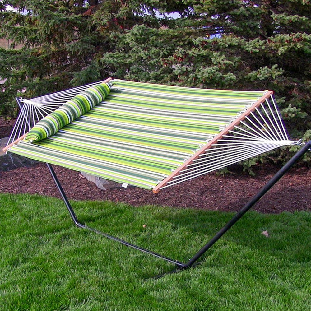 Green And Yellow Striped Double Hammock