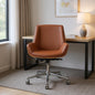 Brown Rosewood and Silver Adjustable Height Swivel Rolling Conference Office Chair
