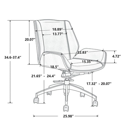 Brown Rosewood and Silver Adjustable Height Swivel Rolling Conference Office Chair