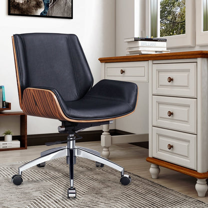 Black Rosewood and Silver Adjustable Height Swivel Rolling Conference Office Chair