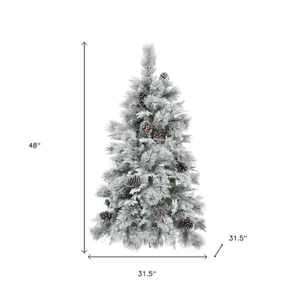 4' Pre Lit Extra Full Frosted Pine Christmas Tree With Decorations