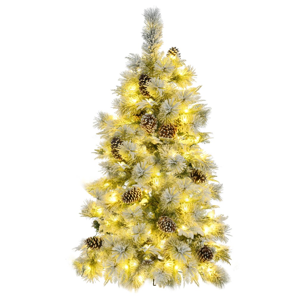 4' Pre Lit Extra Full Frosted Pine Christmas Tree With Decorations