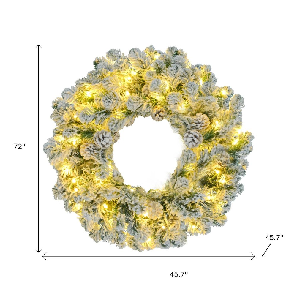 Three Piece Pre Lit Extra Full Frosted Pine Christmas Tree With Garland And Wreath Set