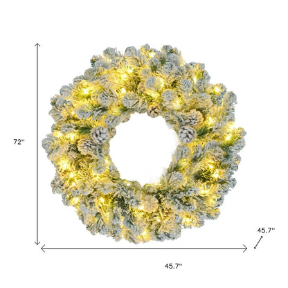 Three Piece Pre Lit Extra Full Frosted Pine Christmas Tree With Garland And Wreath Set