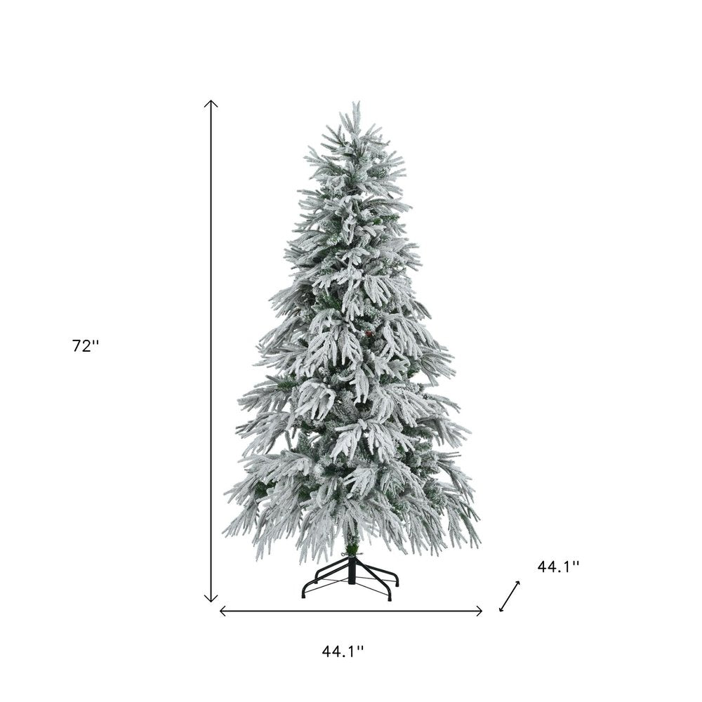 6' Pre Lit Extra Full Frosted Pine Christmas Tree