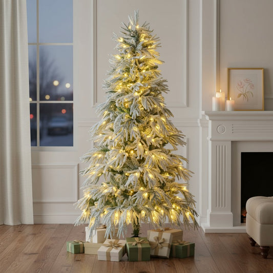 6' Pre Lit Extra Full Frosted Pine Christmas Tree