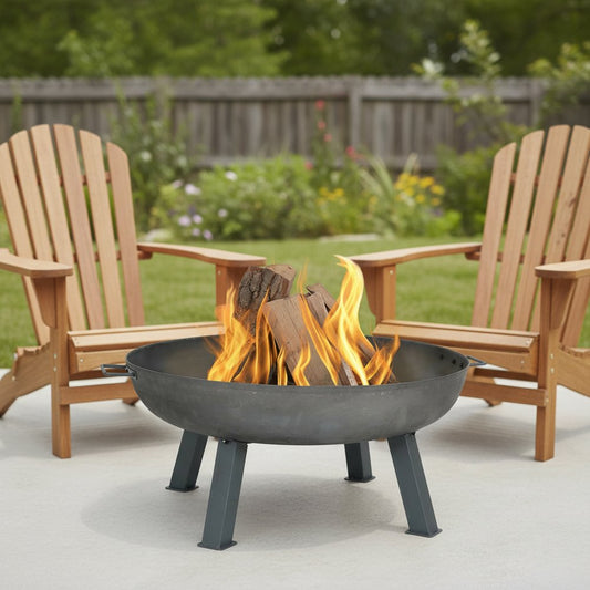 34" Gray Steel Wood Burning Round Fire pit