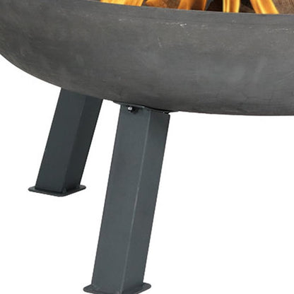 34" Gray Steel Wood Burning Round Fire pit