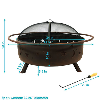42" Bronze Steel Wood Burning Round Fire pit