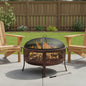 34" Bronze Steel Wood Burning Round Fire pit With Cover