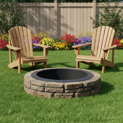 42" Black Steel Wood Burning Round Fire ring