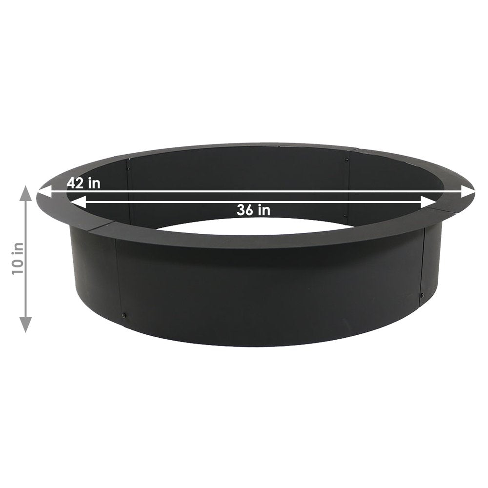 42" Black Steel Wood Burning Round Fire ring