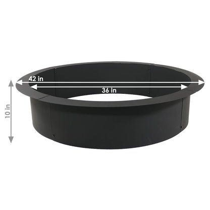 42" Black Steel Wood Burning Round Fire ring