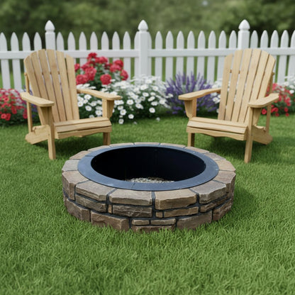 45" Black Steel Wood Burning Round Fire ring