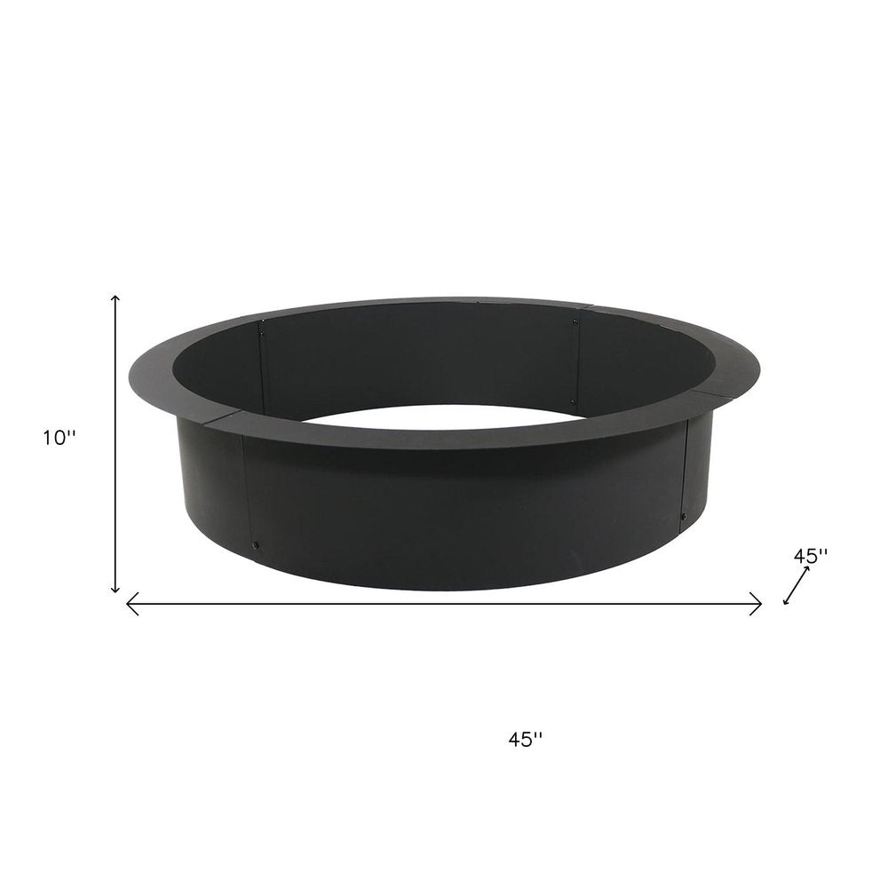 45" Black Steel Wood Burning Round Fire ring