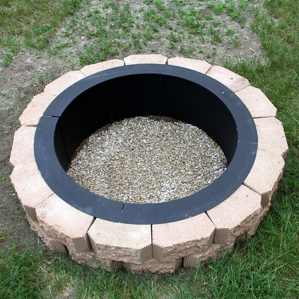 45" Black Steel Wood Burning Round Fire ring