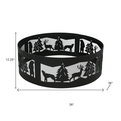 36" Black Steel Wood Burning Round Fire ring
