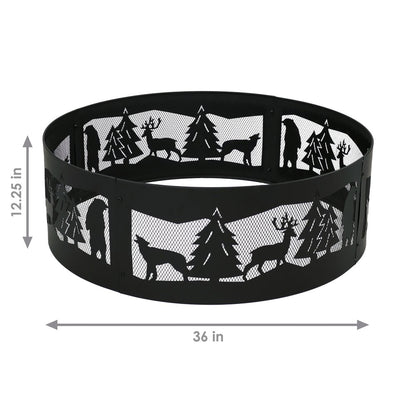 36" Black Steel Wood Burning Round Fire ring