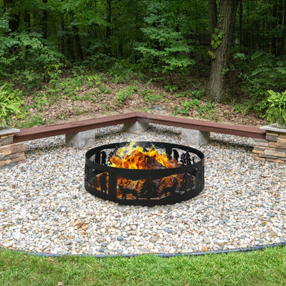 36" Black Steel Wood Burning Round Fire ring