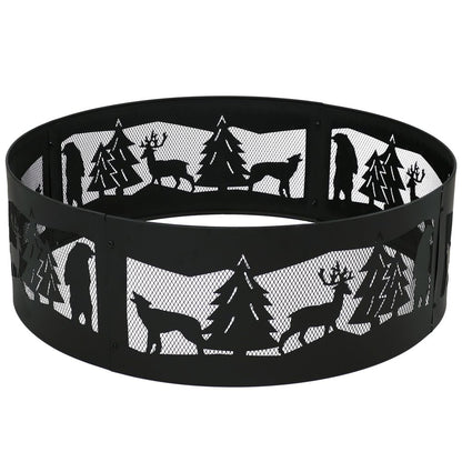 36" Black Steel Wood Burning Round Fire ring