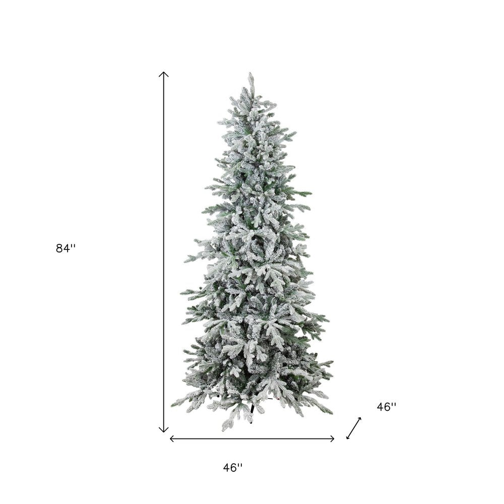7' Slender Flocked Pine Christmas Tree