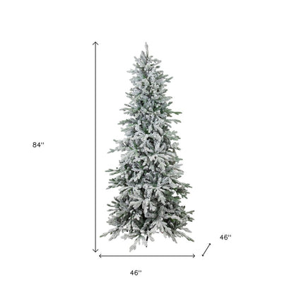 7' Slender Flocked Pine Christmas Tree