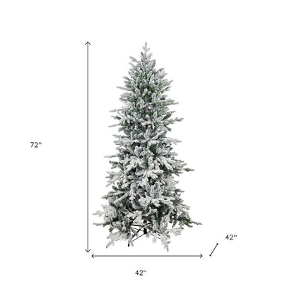 6' Slender Flocked Pine Christmas Tree