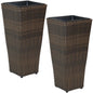 Set of Two 11" X 11" Brown Heavy Duty Plastic Square Pot Planter