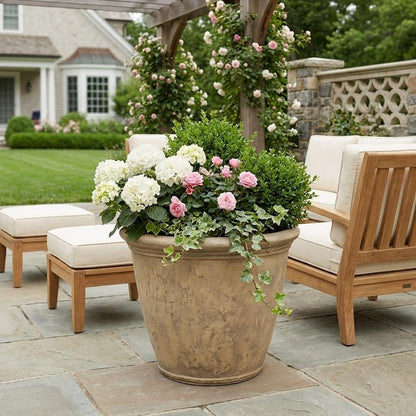 20" X 24" Beige Heavy Duty Plastic Round Pot Planter