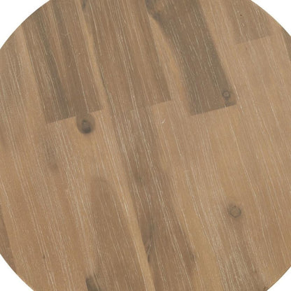 14" Natural Solid Wood Round Outdoor Side Table