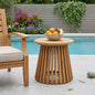 16" Natural Solid Wood Round Outdoor Side Table