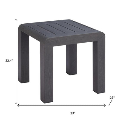 23" Black Aluminum Square Outdoor Side Table