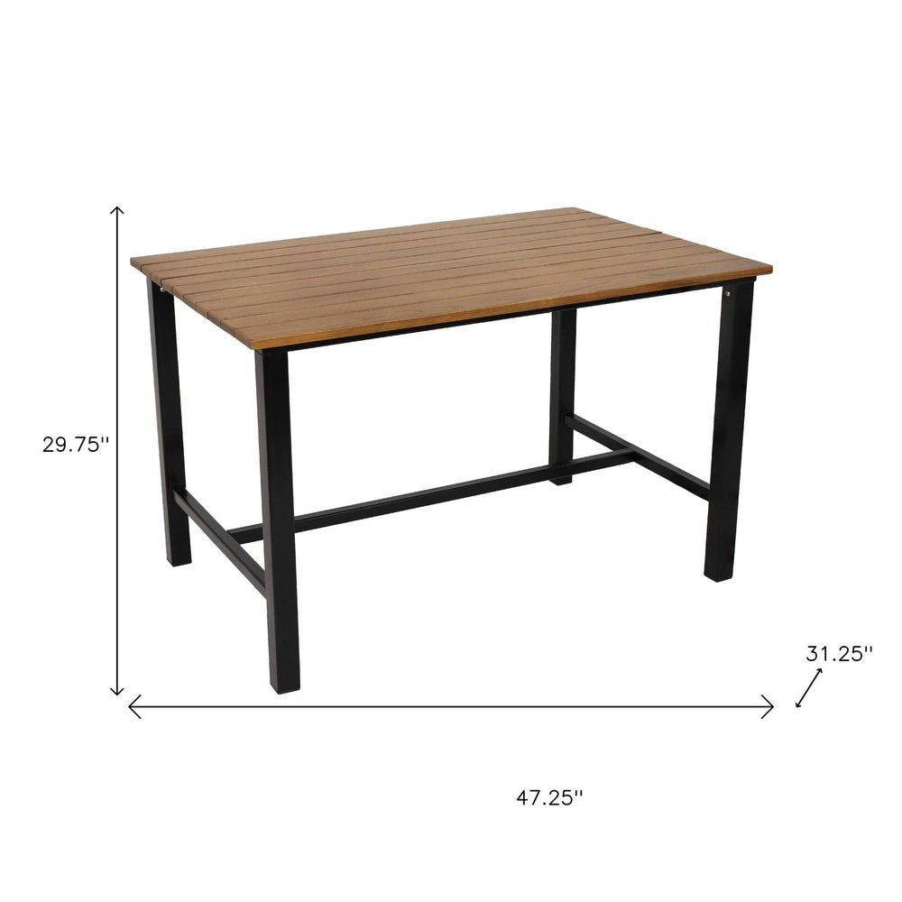 47" Brown Solid Wood Outdoor Dining Table