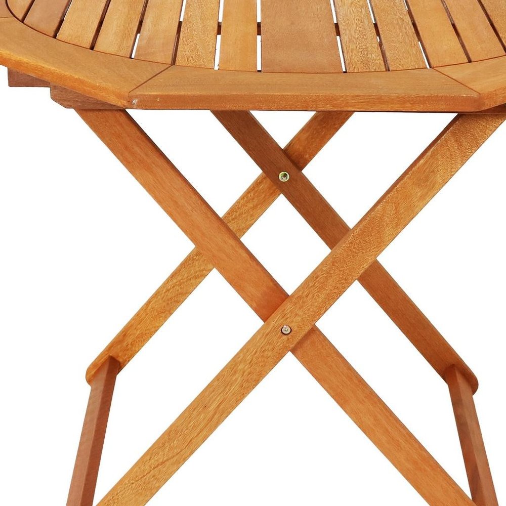 36" Brown Octagonal Solid Wood Folding Outdoor Dining Table with Umbrella Hole
