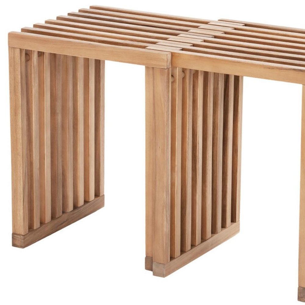 27" Natural Solid Wood Extendable Indoor Outdoor Bench