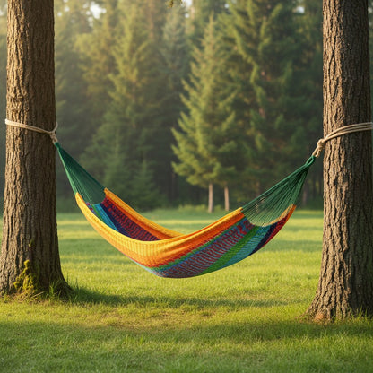Green Red And Yellow Striped Double Hammock