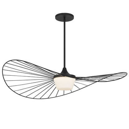 44" Black Aluminum Geometric Wavy LED Dimmable Outdoor Hanging Light