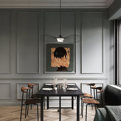 44" Black Aluminum Geometric Wavy LED Dimmable Outdoor Hanging Light