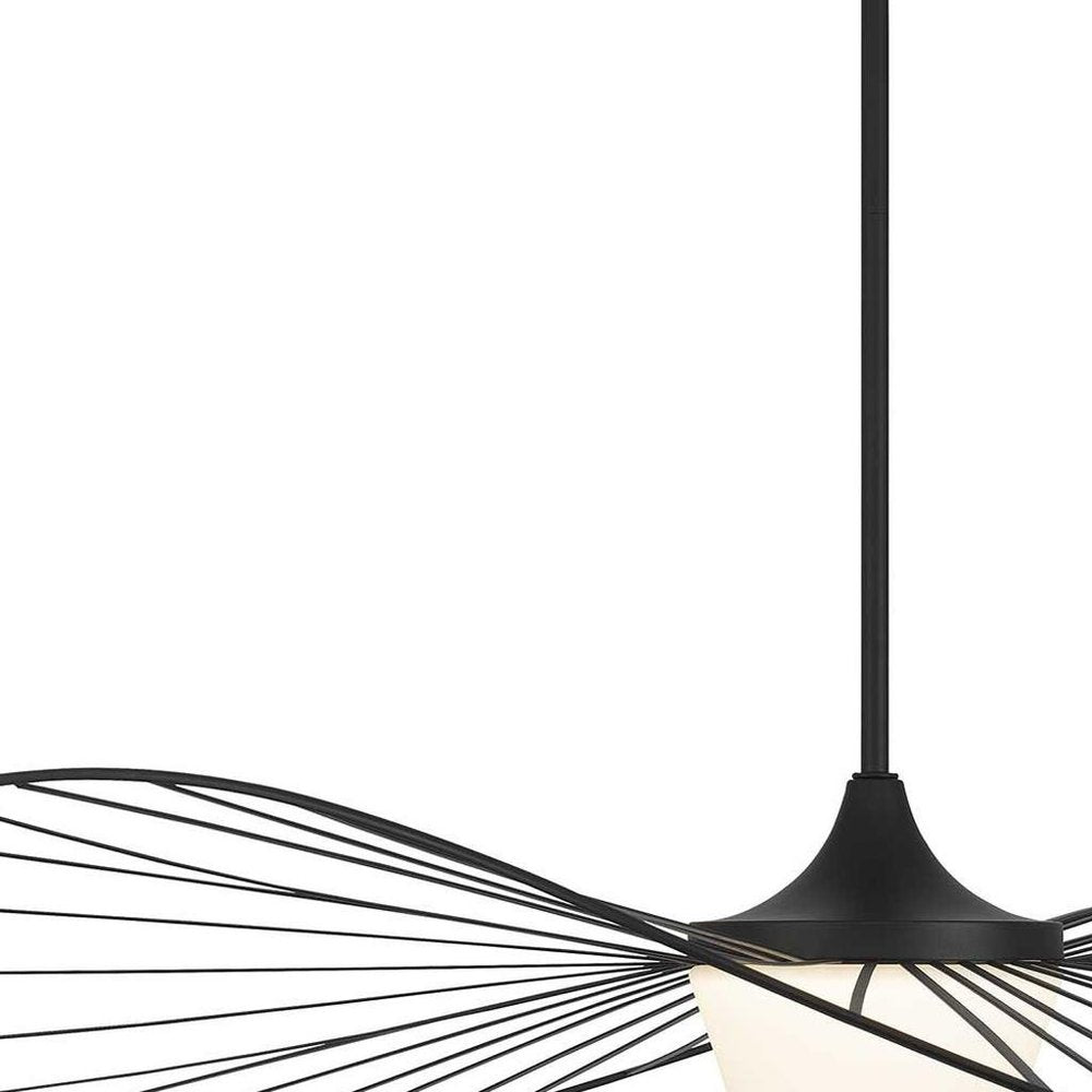 44" Black Aluminum Geometric Wavy LED Dimmable Outdoor Hanging Light