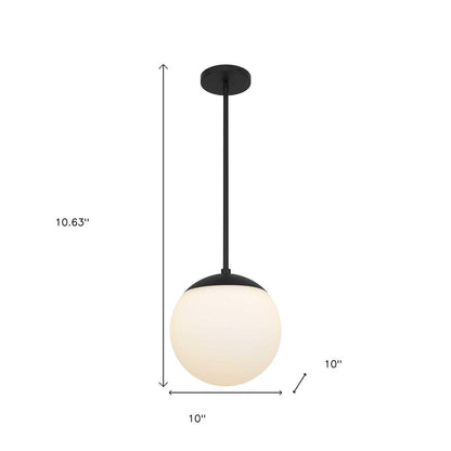 10" Black And White Frosted LED Dimmable Outdoor Globe Hanging Light