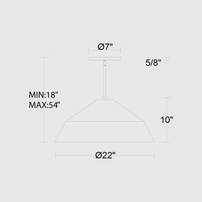 22" Black Aluminum Geometric LED Dimmable Outdoor Pendent Hanging Light